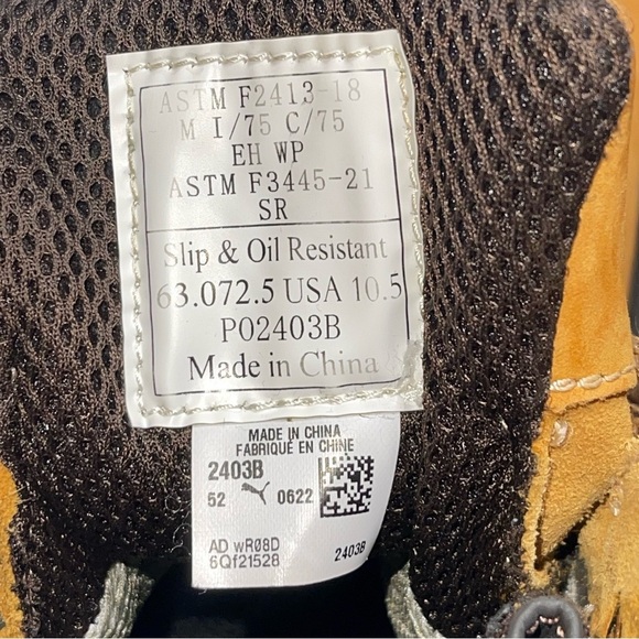 PUMA Men's Safety Conquest 7” Industrial Waterproof Boot Wheat Size 10.5 - Picture 7 of 8